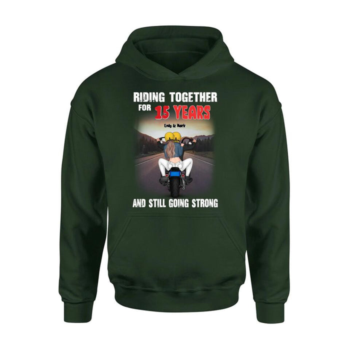 Personalized Biker Shirt/ Hoodie - Biker/ Couple/ Christmas Gift Idea - Riding Together For 15 Years And Still Going Strong