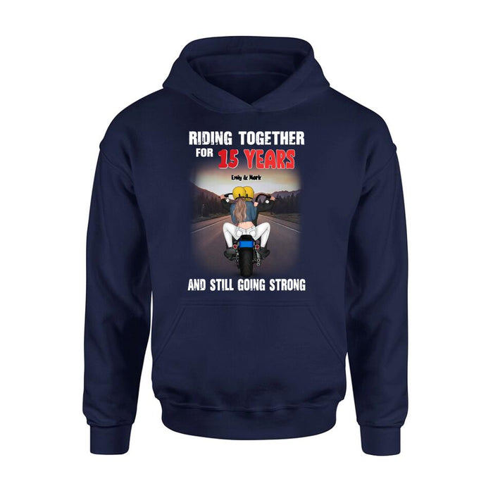 Personalized Biker Shirt/ Hoodie - Biker/ Couple/ Christmas Gift Idea - Riding Together For 15 Years And Still Going Strong