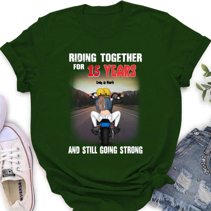 Personalized Biker Shirt/ Hoodie - Biker/ Couple/ Christmas Gift Idea - Riding Together For 15 Years And Still Going Strong