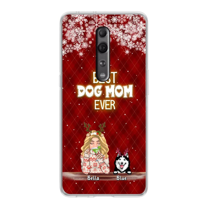 Custom Personalized Christmas Dog Mom Phone Case - Upto 5 Dogs - Christmas Gift Idea For Dog Mom/ Dog Lover - Best Dog Mom Ever - Case For Xiaomi, Oppo And Huawei