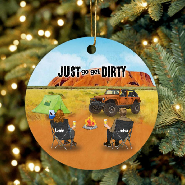 Custom Personalized Offroads SUVs Ornament - Couple With Upto 3 Pets - Gift for Couple, Off-road Lovers