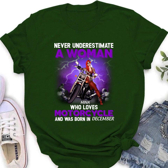 Custom Personalized Biker Girl T-shirt - Gift Idea For Motorcycle Lovers - Never Underestimate A Woman Who Loves Motorcycle And Was Born In December