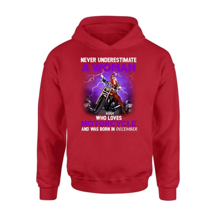 Custom Personalized Biker Girl T-shirt - Gift Idea For Motorcycle Lovers - Never Underestimate A Woman Who Loves Motorcycle And Was Born In December