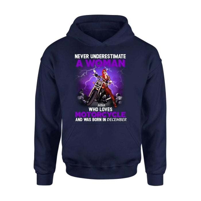 Custom Personalized Biker Girl T-shirt - Gift Idea For Motorcycle Lovers - Never Underestimate A Woman Who Loves Motorcycle And Was Born In December