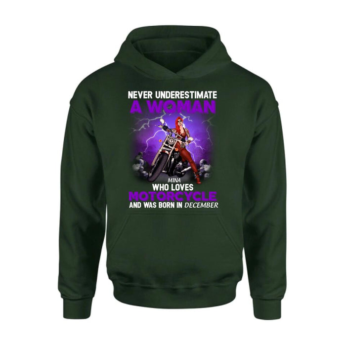 Custom Personalized Biker Girl T-shirt - Gift Idea For Motorcycle Lovers - Never Underestimate A Woman Who Loves Motorcycle And Was Born In December