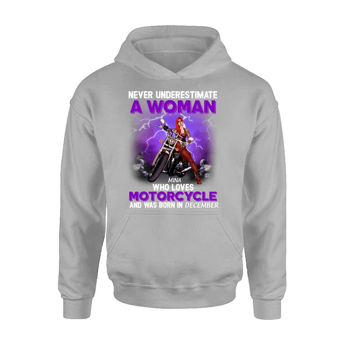 Custom Personalized Biker Girl T-shirt - Gift Idea For Motorcycle Lovers - Never Underestimate A Woman Who Loves Motorcycle And Was Born In December