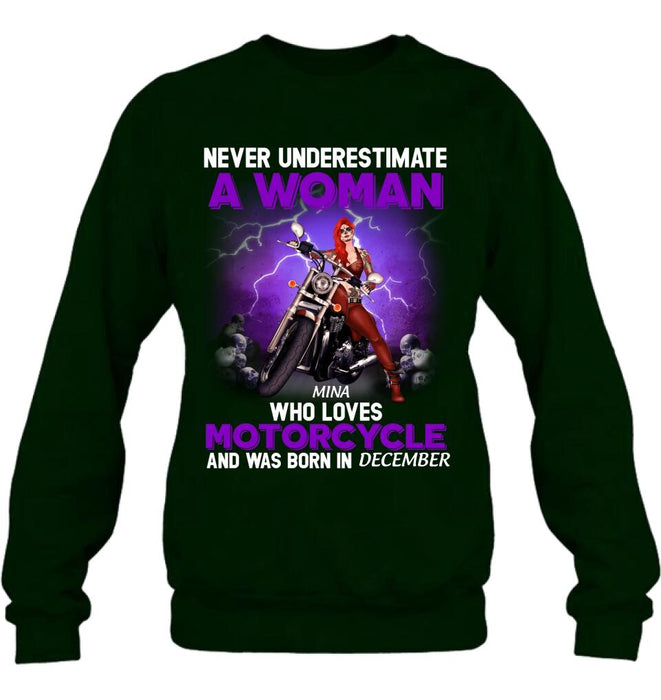 Custom Personalized Biker Girl T-shirt - Gift Idea For Motorcycle Lovers - Never Underestimate A Woman Who Loves Motorcycle And Was Born In December