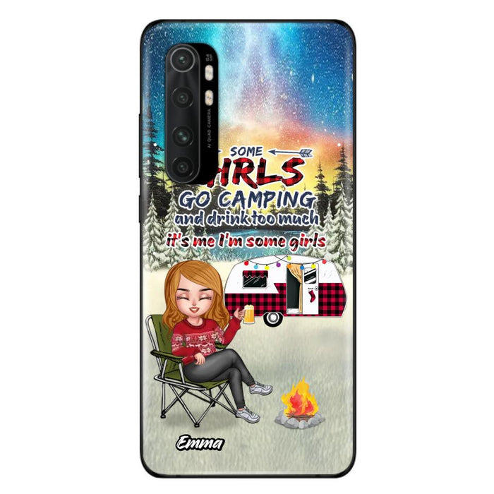 Personalized Xmas Camping Girl Phone Case - Christmas Gift For Camping Lover - Upto 3 Dogs - Some Girls Go Camping And Drink Too Much - Case For Xiaomi, Oppo And Huawei