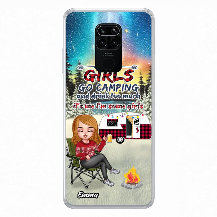 Personalized Xmas Camping Girl Phone Case - Christmas Gift For Camping Lover - Upto 3 Dogs - Some Girls Go Camping And Drink Too Much - Case For Xiaomi, Oppo And Huawei