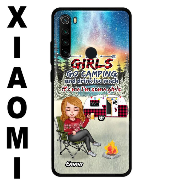 Personalized Xmas Camping Girl Phone Case - Christmas Gift For Camping Lover - Upto 3 Dogs - Some Girls Go Camping And Drink Too Much - Case For Xiaomi, Oppo And Huawei