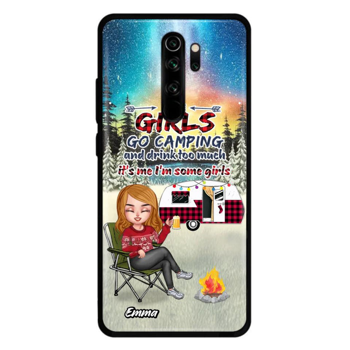 Personalized Xmas Camping Girl Phone Case - Christmas Gift For Camping Lover - Upto 3 Dogs - Some Girls Go Camping And Drink Too Much - Case For Xiaomi, Oppo And Huawei