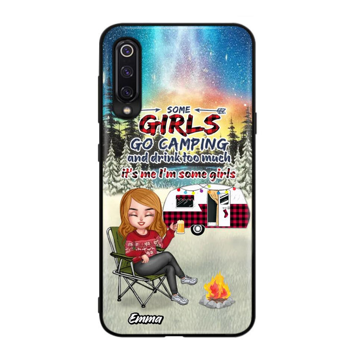 Personalized Xmas Camping Girl Phone Case - Christmas Gift For Camping Lover - Upto 3 Dogs - Some Girls Go Camping And Drink Too Much - Case For Xiaomi, Oppo And Huawei