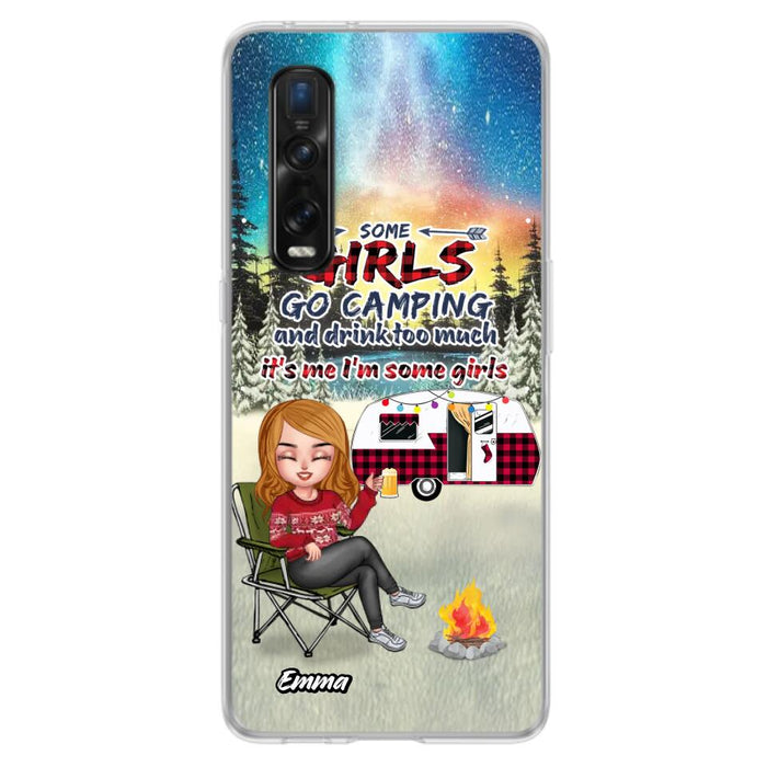 Personalized Xmas Camping Girl Phone Case - Christmas Gift For Camping Lover - Upto 3 Dogs - Some Girls Go Camping And Drink Too Much - Case For Xiaomi, Oppo And Huawei