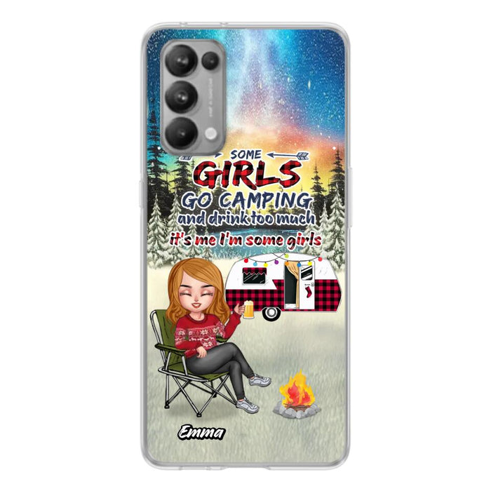 Personalized Xmas Camping Girl Phone Case - Christmas Gift For Camping Lover - Upto 3 Dogs - Some Girls Go Camping And Drink Too Much - Case For Xiaomi, Oppo And Huawei