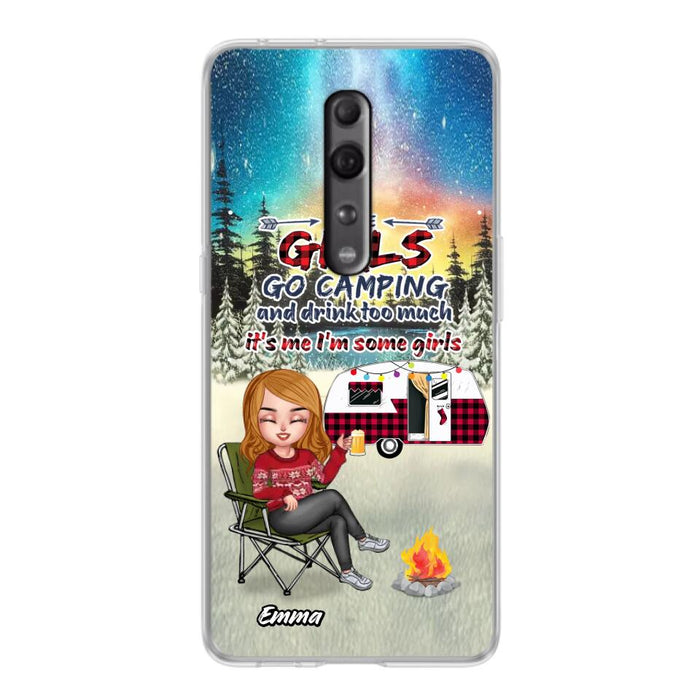 Personalized Xmas Camping Girl Phone Case - Christmas Gift For Camping Lover - Upto 3 Dogs - Some Girls Go Camping And Drink Too Much - Case For Xiaomi, Oppo And Huawei