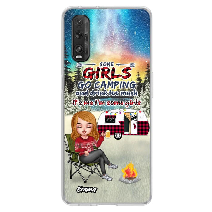 Personalized Xmas Camping Girl Phone Case - Christmas Gift For Camping Lover - Upto 3 Dogs - Some Girls Go Camping And Drink Too Much - Case For Xiaomi, Oppo And Huawei