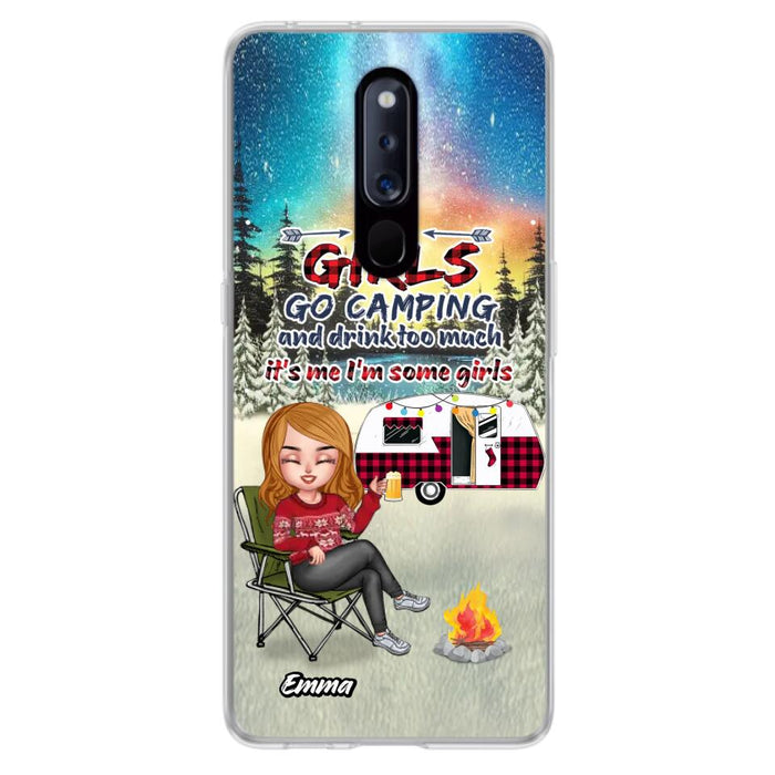 Personalized Xmas Camping Girl Phone Case - Christmas Gift For Camping Lover - Upto 3 Dogs - Some Girls Go Camping And Drink Too Much - Case For Xiaomi, Oppo And Huawei