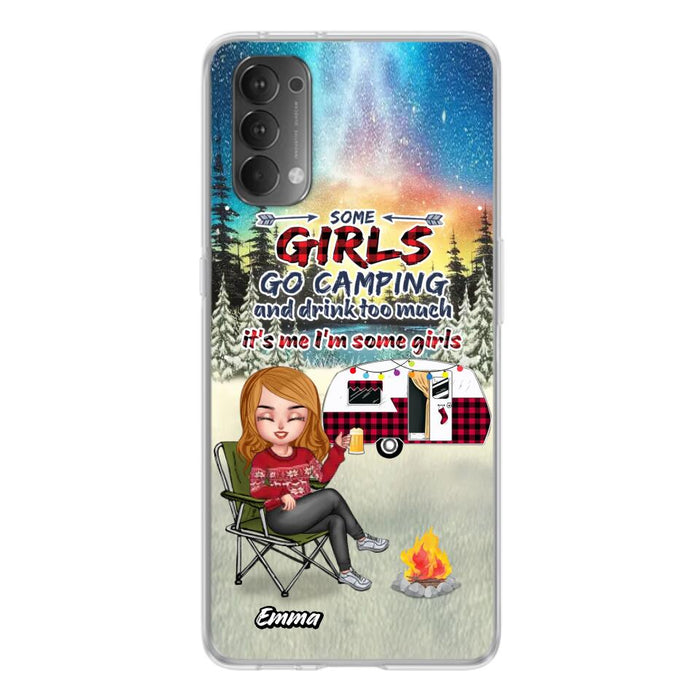 Personalized Xmas Camping Girl Phone Case - Christmas Gift For Camping Lover - Upto 3 Dogs - Some Girls Go Camping And Drink Too Much - Case For Xiaomi, Oppo And Huawei