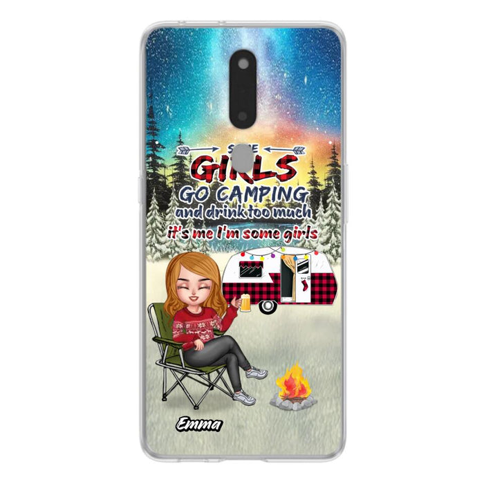 Personalized Xmas Camping Girl Phone Case - Christmas Gift For Camping Lover - Upto 3 Dogs - Some Girls Go Camping And Drink Too Much - Case For Xiaomi, Oppo And Huawei