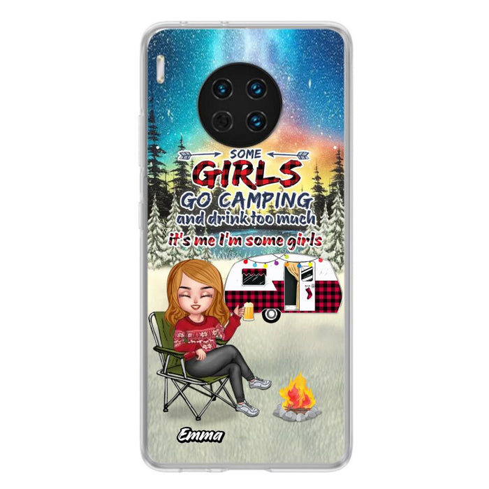 Personalized Xmas Camping Girl Phone Case - Christmas Gift For Camping Lover - Upto 3 Dogs - Some Girls Go Camping And Drink Too Much - Case For Xiaomi, Oppo And Huawei