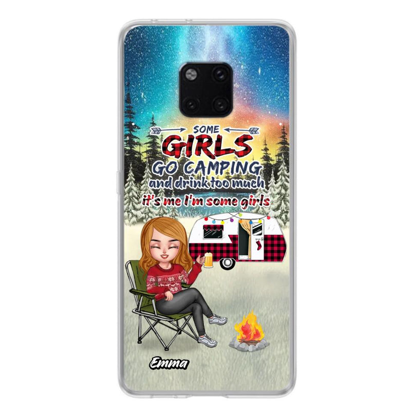 Personalized Xmas Camping Girl Phone Case - Christmas Gift For Camping Lover - Up to 3 Dogs - Some Girls Go Camping And Drink Too Much - Case For Xiaomi, Oppo And Huawei