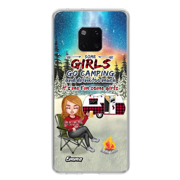 Personalized Xmas Camping Girl Phone Case - Christmas Gift For Camping Lover - Upto 3 Dogs - Some Girls Go Camping And Drink Too Much - Case For Xiaomi, Oppo And Huawei