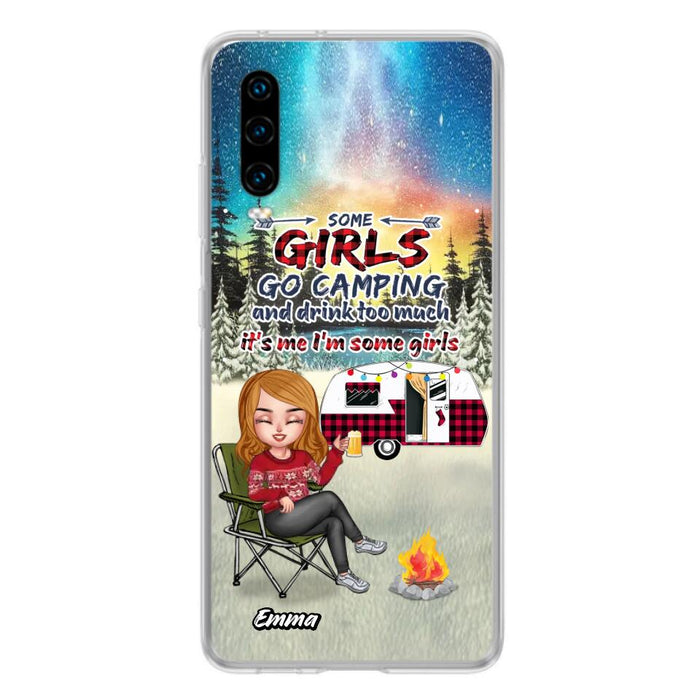 Personalized Xmas Camping Girl Phone Case - Christmas Gift For Camping Lover - Upto 3 Dogs - Some Girls Go Camping And Drink Too Much - Case For Xiaomi, Oppo And Huawei