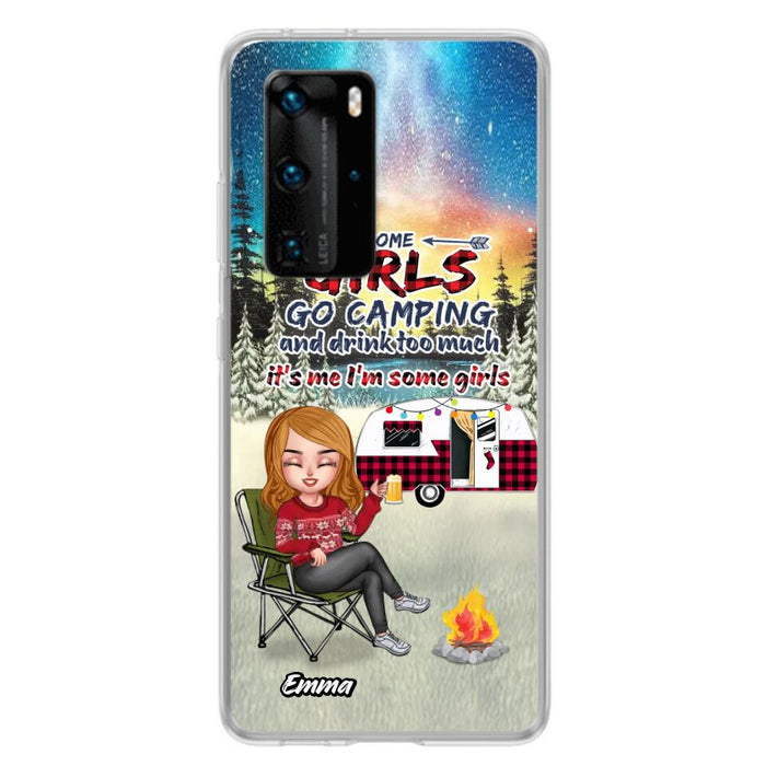 Personalized Xmas Camping Girl Phone Case - Christmas Gift For Camping Lover - Upto 3 Dogs - Some Girls Go Camping And Drink Too Much - Case For Xiaomi, Oppo And Huawei