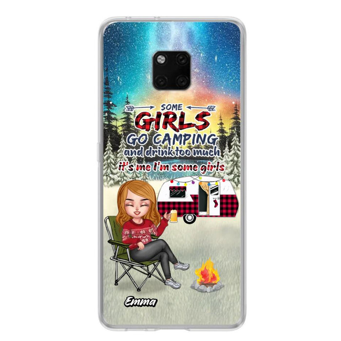 Personalized Xmas Camping Girl Phone Case - Christmas Gift For Camping Lover - Upto 3 Dogs - Some Girls Go Camping And Drink Too Much - Case For Xiaomi, Oppo And Huawei