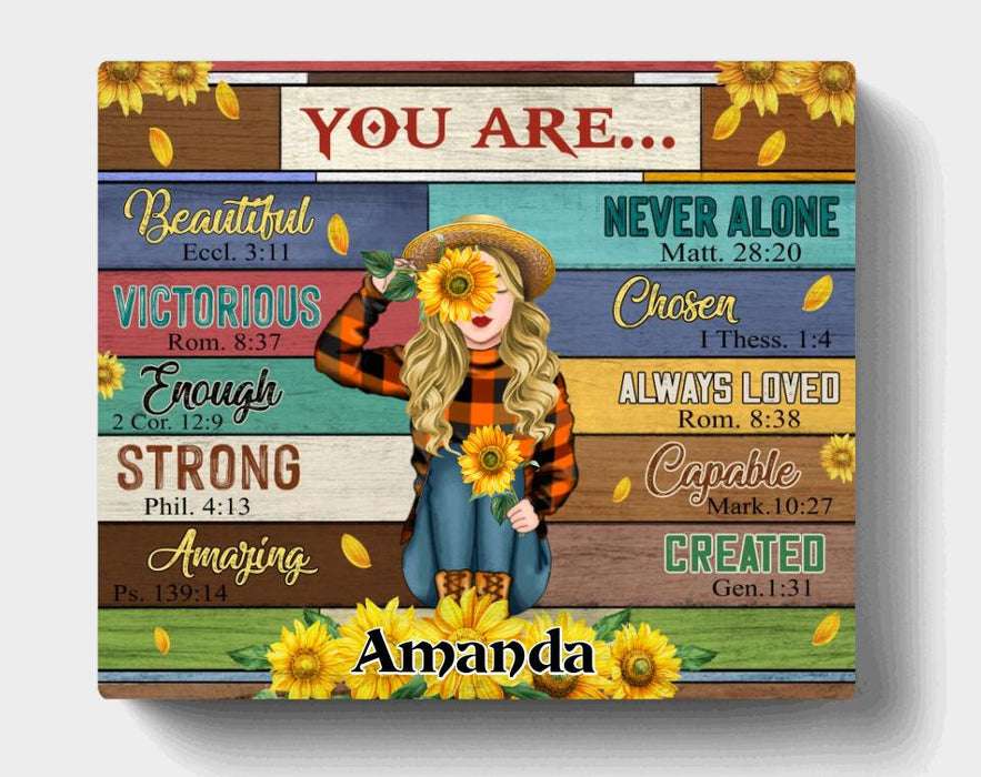 Custom Personalized Sunflower Girl Canvas - You Are Beautiful - AJXGZC