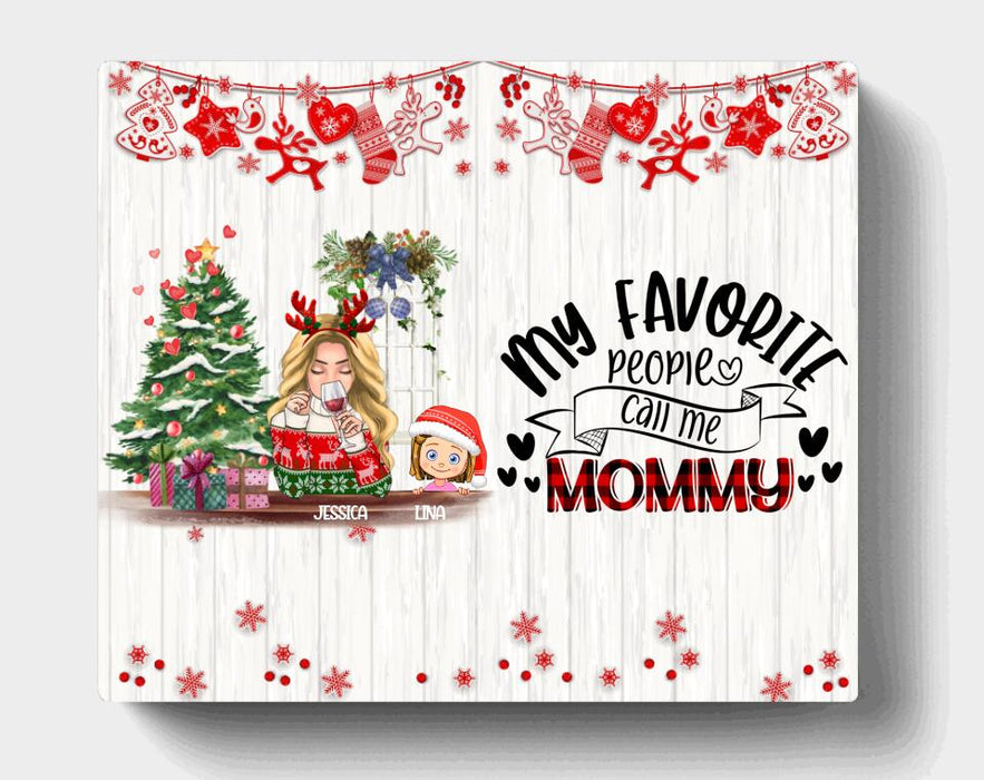 Custom Personalized Mommy And Kids Xmas Canvas - Mom With Upto 5 Kids - Christmas Gift For Mom - T1IGHH