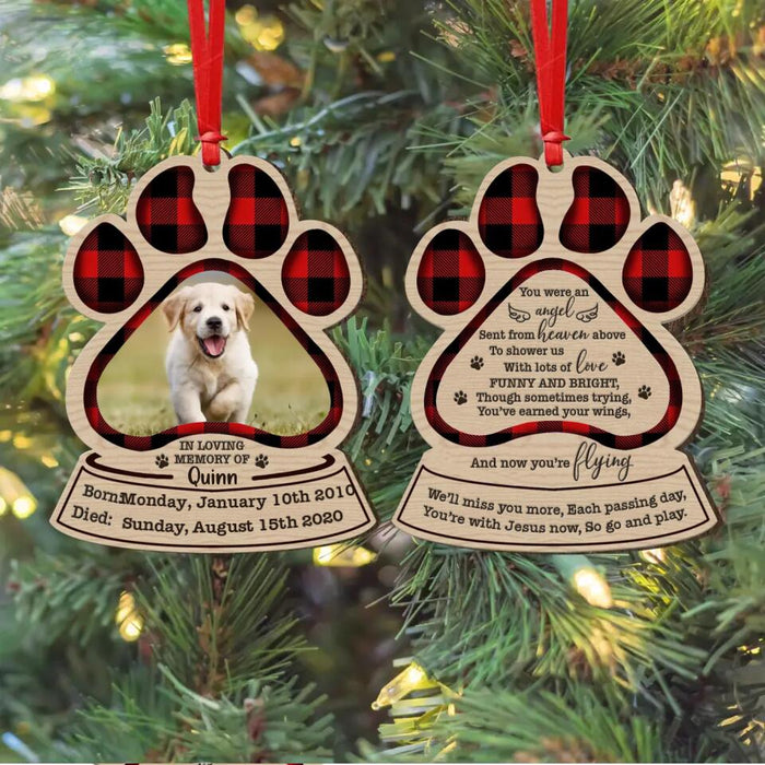 Custom Personalized Memorial Photo Wooden Ornament 2 Sides - Christmas/Memorial Gift Idea for Pet Owners - You Were An Angel