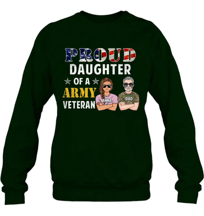 Custom Personalized Proud Daughter Of A Veteran Shirt/ Hoodie - Gift For Father/ Daughter/Veterans Day