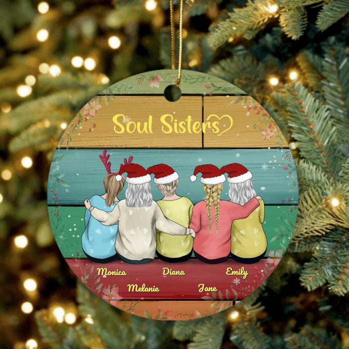 Custom Personalized Best Friends Christmas Ornament - Christmas Gift idea for Besties - Up to 5 Girls