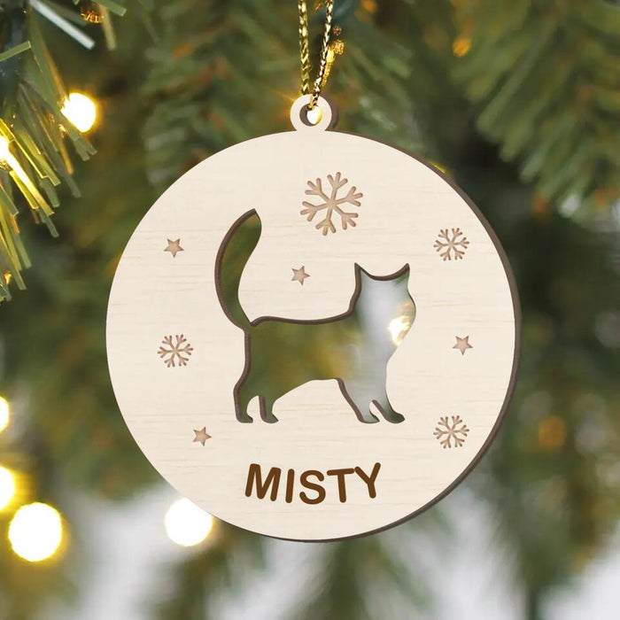 Custom Personalized Cat Wooden Ornament - Christmas Gift Idea For Cat Owner