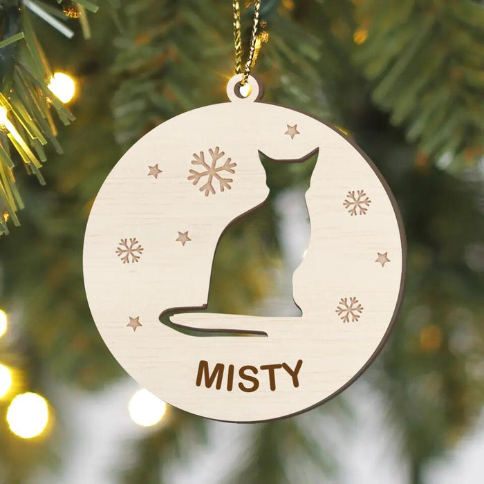 Custom Personalized Cat Wooden Ornament - Christmas Gift Idea For Cat Owner