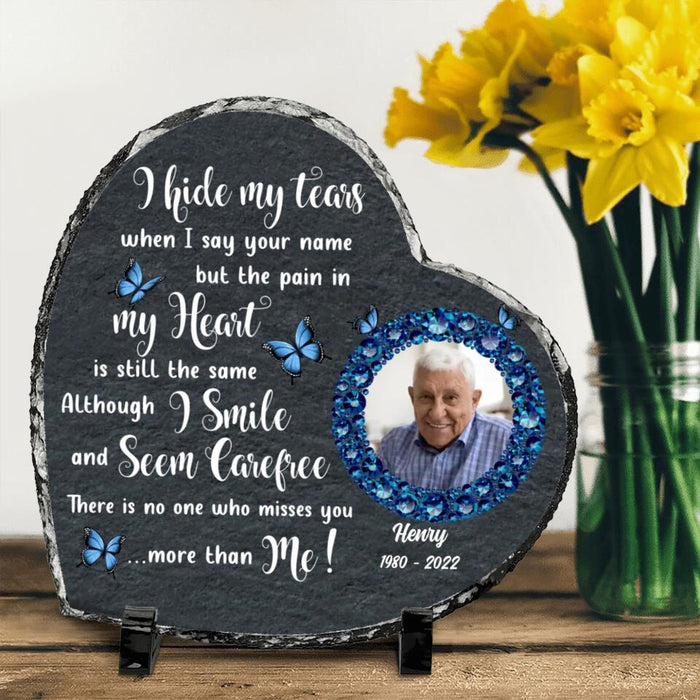 Custom Personalized Memorial Photo Heart Lithograph - Christmas/Memorial Gift For Family - There Is No One Who Misses You More Than Me