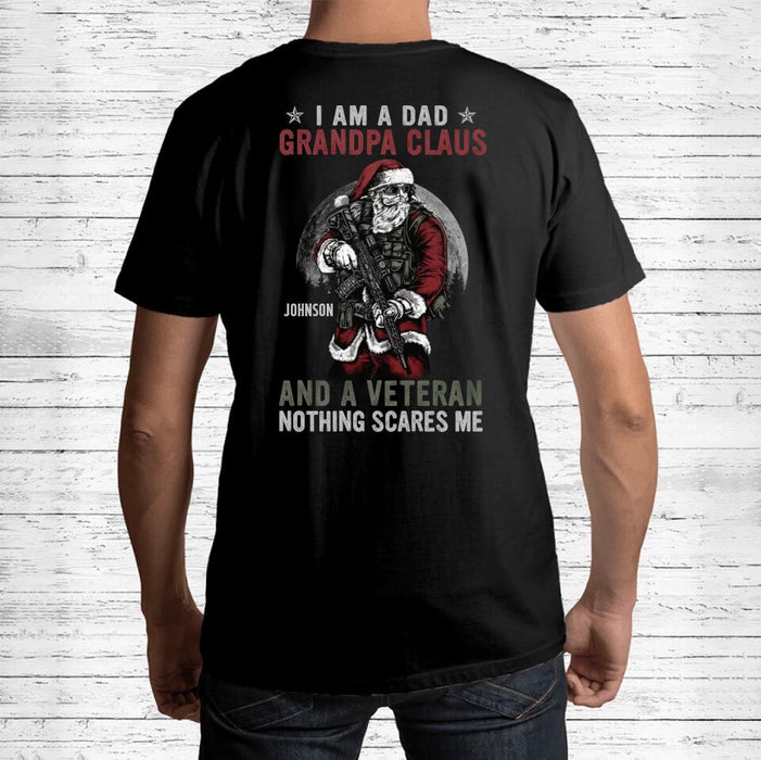 Custom Personalized Veteran Christmas T-Shirt - Christmas Gift Idea For Dad/Grandpa/Veteran - I Am A Dad Grandpa Claus And A Veteran