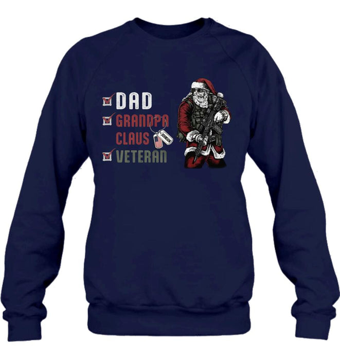 Personalized Veteran Christmas T-Shirt/Long Sleeve/Sweatshirt/Hoodie - Christmas Gift Idea For Veteran - Dad Grandpa Claus Veteran