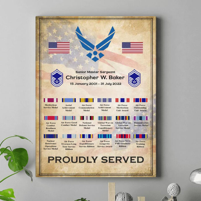 Custom Personalized Veteran Canvas - Ribbons And Rewards - Gift Idea For Veterans/ Family Members