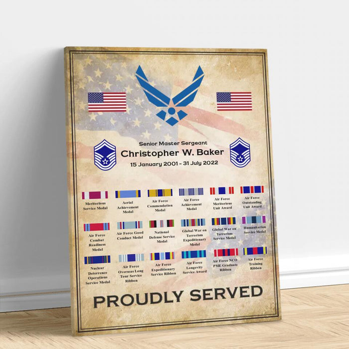 Custom Personalized Veteran Canvas - Ribbons And Rewards - Gift Idea For Veterans/ Family Members