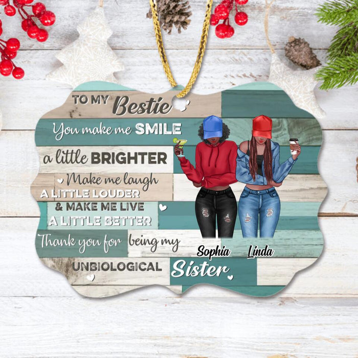 Custom Personalized Bestie Rectangle Wooden Ornament - Gift Idea For Best Friends - To My Bestie, You Make Me Smile A Little Brighter