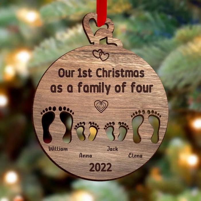 Custom Personalized Christmas Wooden Ornament - Best Gift Idea For Family - You & Me Became Three