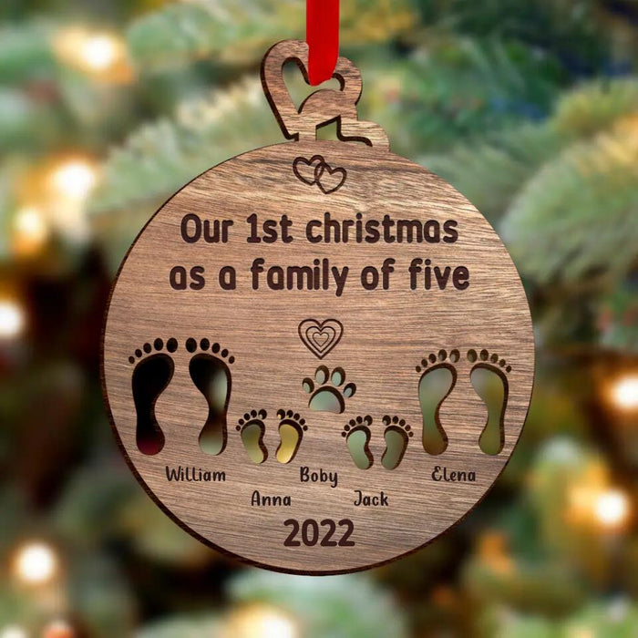 Custom Personalized Christmas Wooden Ornament - Best Gift Idea For Family - You & Me Became Three