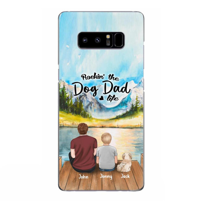 Custom Personalized Dog Mom/Dog Dad Phone Case - Single Mom/Single Dad with 1 Kid and 2 Pets - iPhone and Samsung Cases