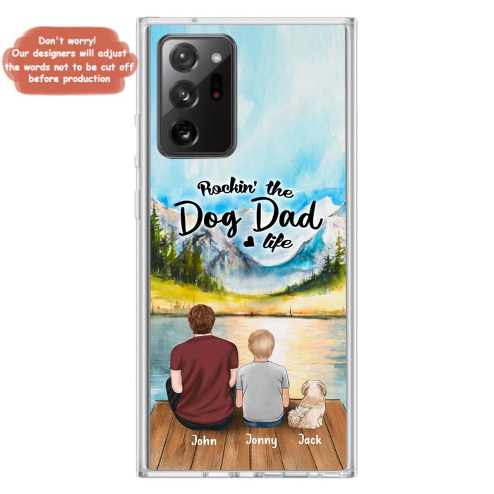 Custom Personalized Dog Mom/Dog Dad Phone Case - Single Mom/Single Dad with 1 Kid and 2 Pets - iPhone and Samsung Cases