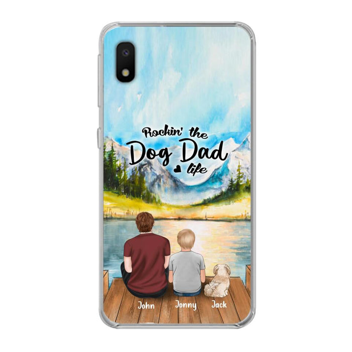 Custom Personalized Dog Mom/Dog Dad Phone Case - Single Mom/Single Dad with 1 Kid and 2 Pets - iPhone and Samsung Cases