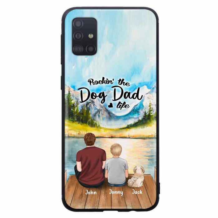 Custom Personalized Dog Mom/Dog Dad Phone Case - Single Mom/Single Dad with 1 Kid and 2 Pets - iPhone and Samsung Cases