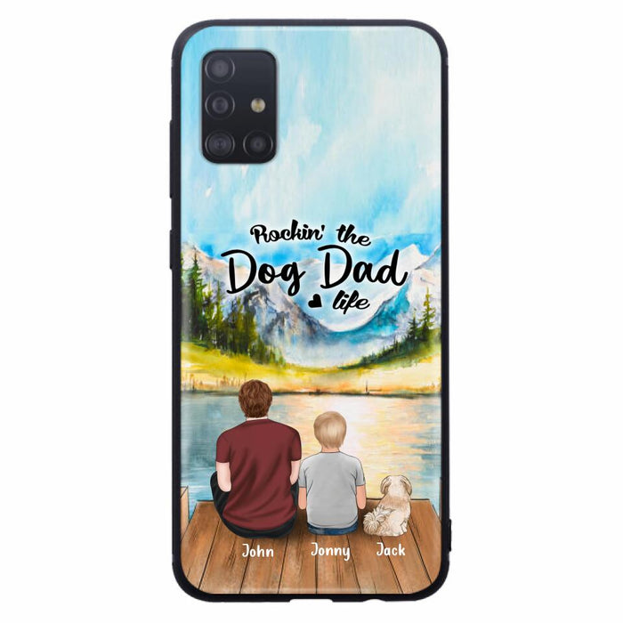 Custom Personalized Dog Mom/Dog Dad Phone Case - Single Mom/Single Dad with 1 Kid and 2 Pets - iPhone and Samsung Cases