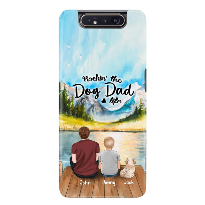 Custom Personalized Dog Mom/Dog Dad Phone Case - Single Mom/Single Dad with 1 Kid and 2 Pets - iPhone and Samsung Cases